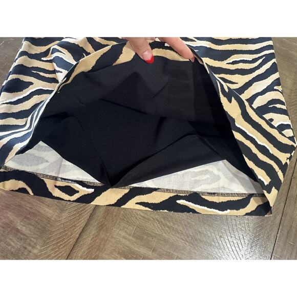 Talbots Straight Skirt Knee Length Tan Black Animal Print Zebra Tiger Size 14 - Picture 6 of 12
